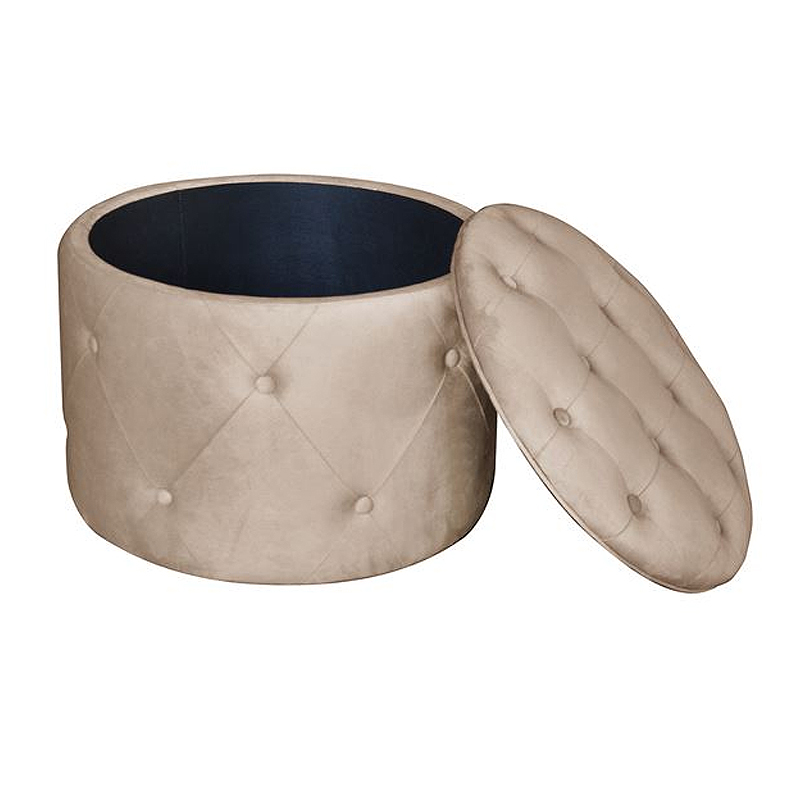 TRAVIS Storage Stool Velure Cappuccino Fabric