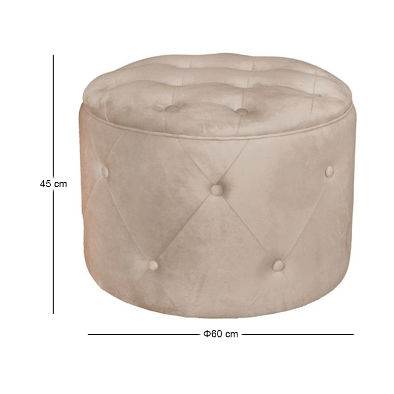 TRAVIS Storage Stool Velure Cappuccino Fabric