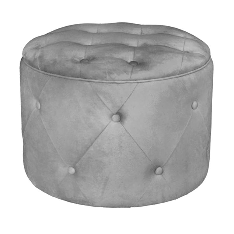 TRAVIS Storage Stool Velure Grey Fabric