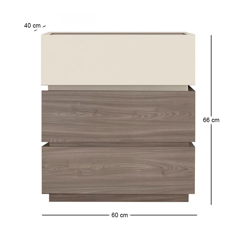 VANITY Bedside 3-Drawers 60x40x66cm Sonoma Oak/Cream