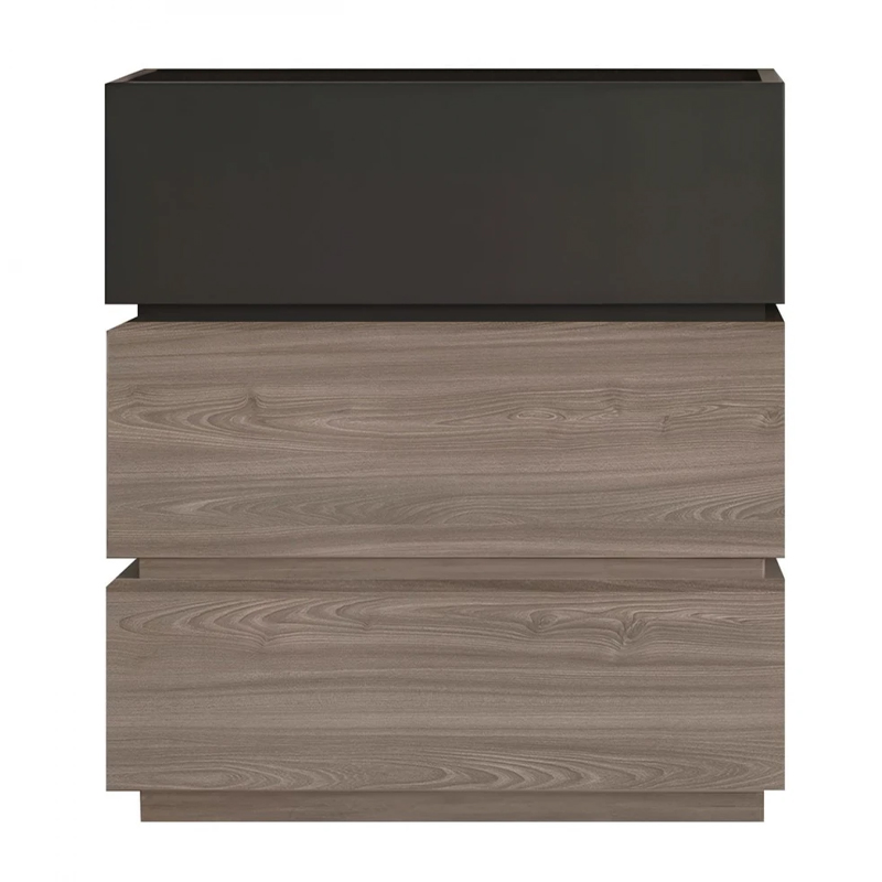 VANITY Κομοδίνο 3 Συρτάρια Αποχρώσεων Sonoma Oak & Grey, με Αποσπώμενα χρωματικά Μέρη 60x40x66cm