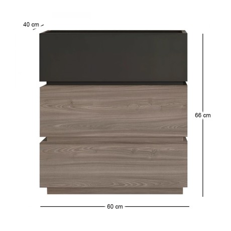 VANITY Bedside 3-Drawers 60x40x66cm Sonoma Oak/Grey