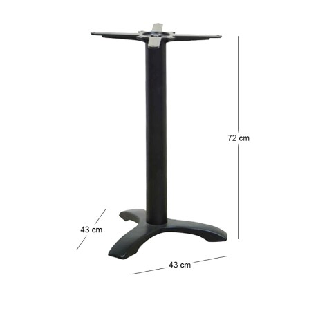Kino table base with three beams by cast iron in black color 43x43x72cm.