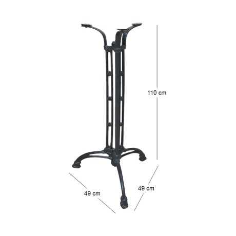 Table base with three beams by cast iron in black color 49x49x110cm.