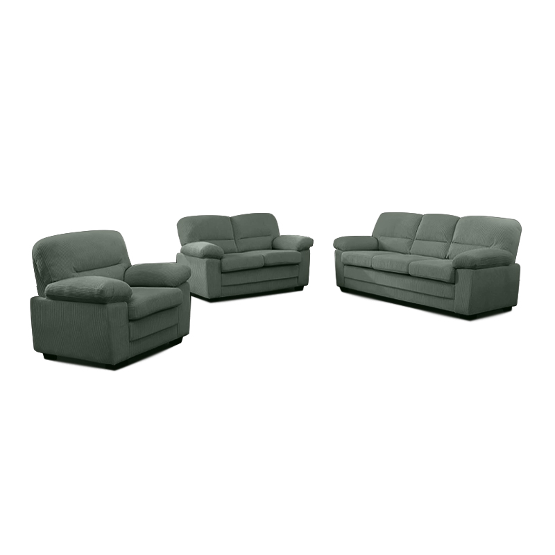 VEGAS Sofa Set (1+2+3) Forest Green Corduroy Fabric