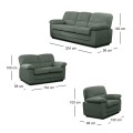 VEGAS Sofa Set (1+2+3) Forest Green Corduroy Fabric