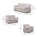 VEGAS Sofa Set (1+2+3) Beige Corduroy Fabric