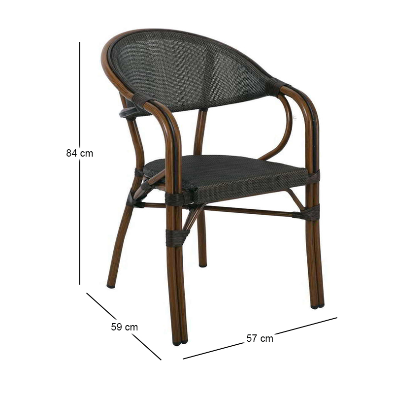 VEGERA Armchair Alu Walnut/Textilene Black