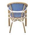 VEGERA Πολυθρόνα Dining Αλουμίνιο Φυσικό, Wicker Άσπρο - Μπλε, Στοιβαζόμενη