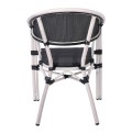 VEGERA Πολυθρόνα Dining Αλουμίνιο Βαφή Antique White Textilene Μαύρο, Στοιβαζόμενη 57x58x83cm