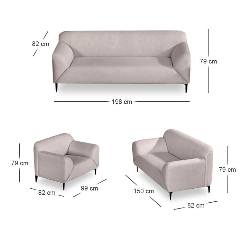 VICTORIA Sofa Set (1+2+3) Beige Fabric