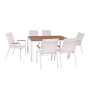 VIRNA Set (Table 150x90cm+6 Armchairs) Metal White/Polywood Natural