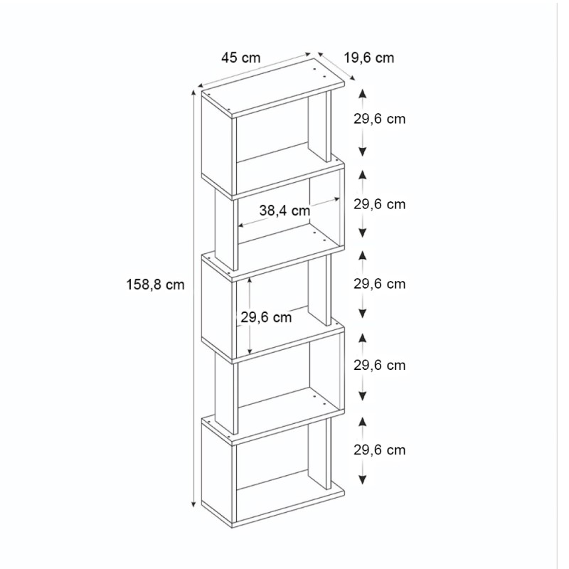Βιβλιοθήκη Alvina Megapap χρώμα γκρι σκυροδέματος 45x19,6x158,8εκ.