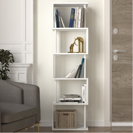 Βιβλιοθήκη Alvina Megapap χρώμα λευκό 45x19,6x158,8εκ.
