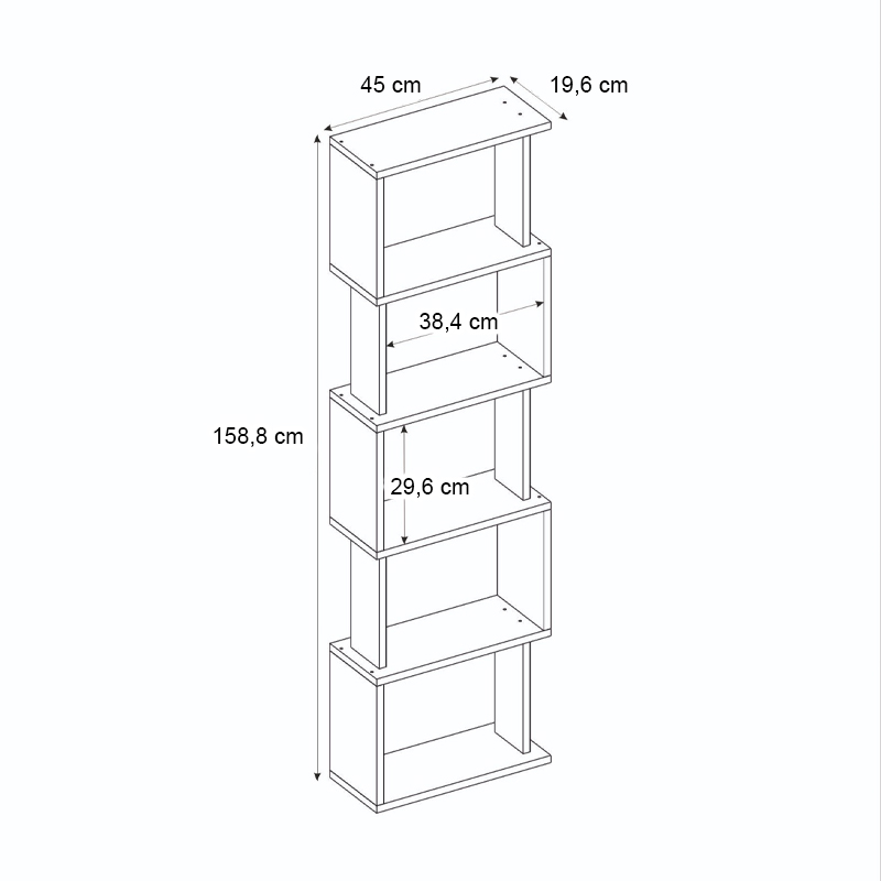 Βιβλιοθήκη Alvina Megapap χρώμα sapphire oak - ανθρακί 45x19,6x158,8εκ.