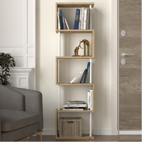 Βιβλιοθήκη Alvina Megapap χρώμα sapphire oak - λευκό 45x19,6x158,8εκ.