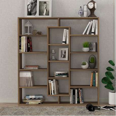 Βιβλιοθήκη Ample Megapap χρώμα καρυδί 125x22x135,7εκ.