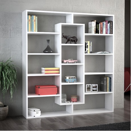 Βιβλιοθήκη Ample Megapap χρώμα λευκό 125x22x135,7εκ.