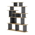 Apollon Megapap melamine bookcase in oak- anthracite color 120x29,2x149cm.