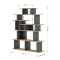 Apollon Megapap melamine bookcase in oak- anthracite color 120x29,2x149cm.