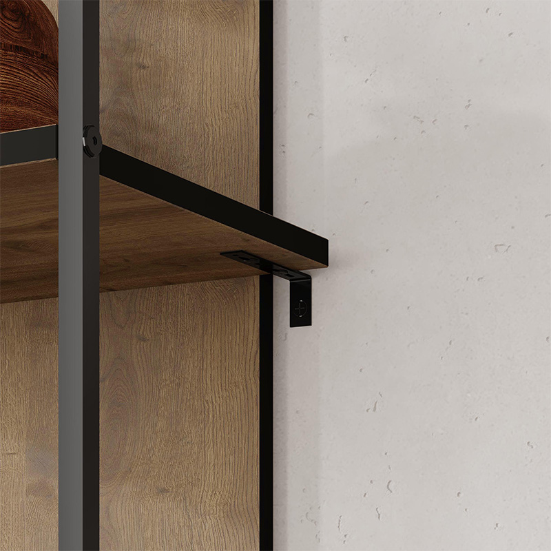 Archy Megapap melamine - metal bookcase in light walnut color 53x31.7x180cm.