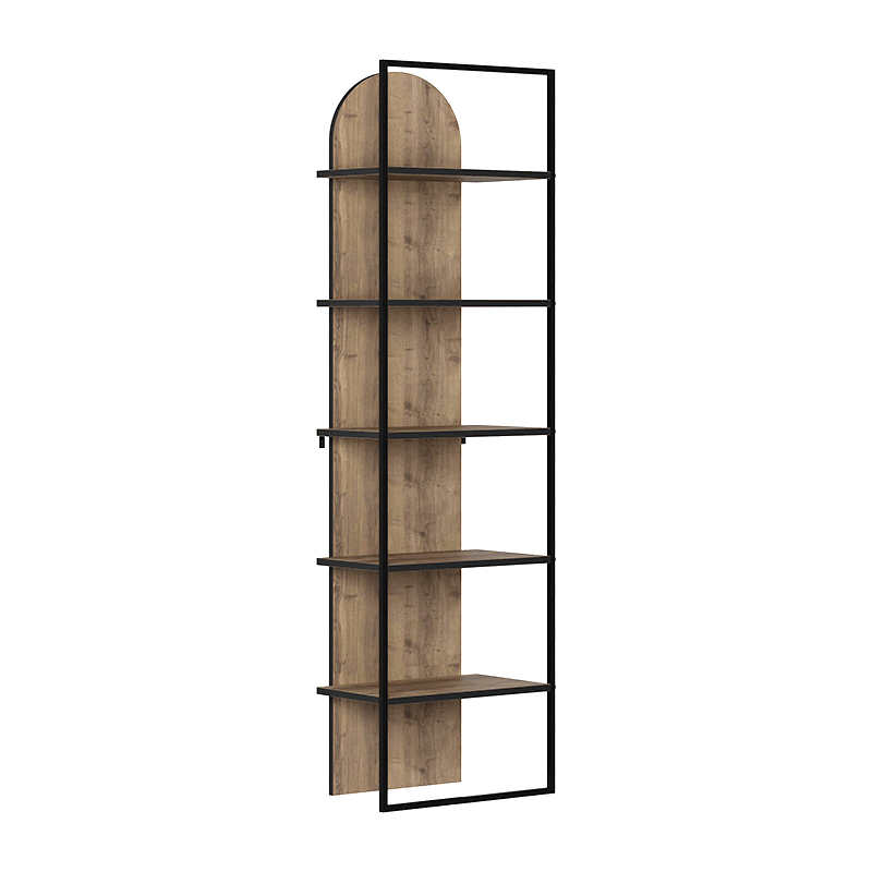 Archy Megapap melamine - metal bookcase in light walnut color 53x31.7x180cm.