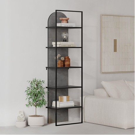 Βιβλιοθήκη Archy Megapap χρώμα γκρι ρετρό 53x31,7x180εκ.