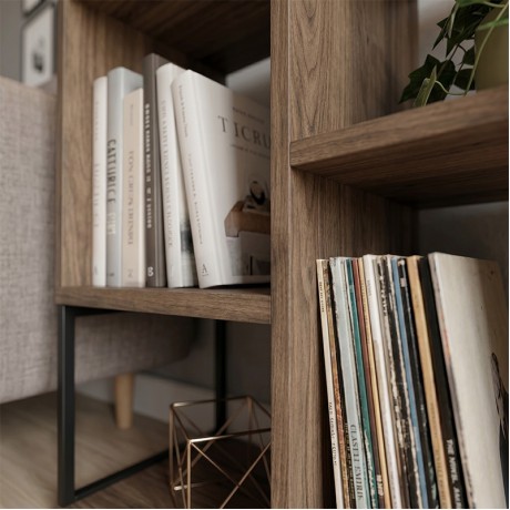 Bolton Megapap melamine - metal bookcase in light walnut color 62x22x62cm.