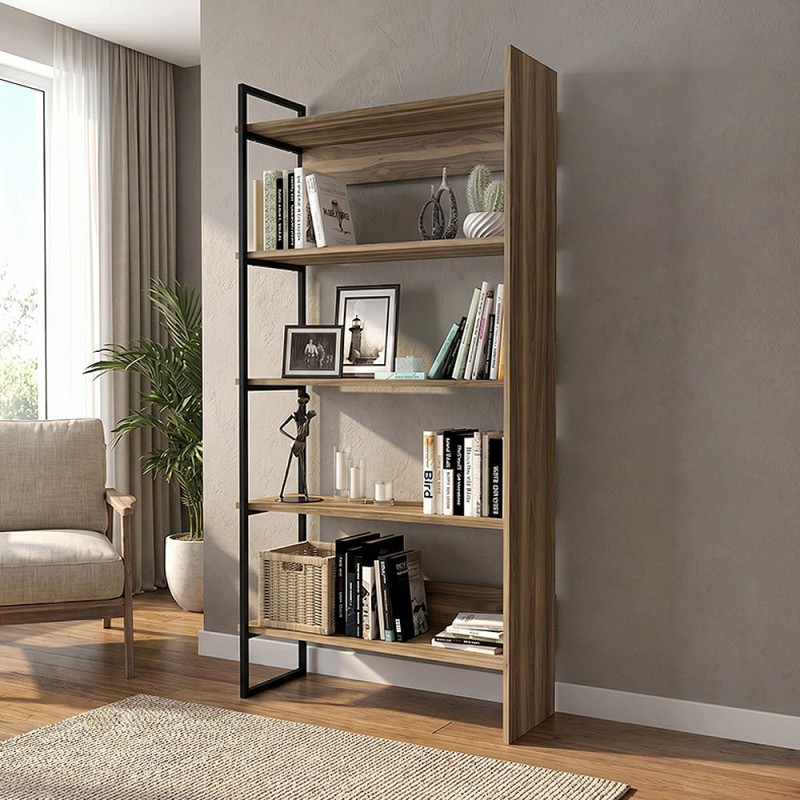 Cecilia Megapap melamine bookcase in walnut color 91,8x34,8x180cm.
