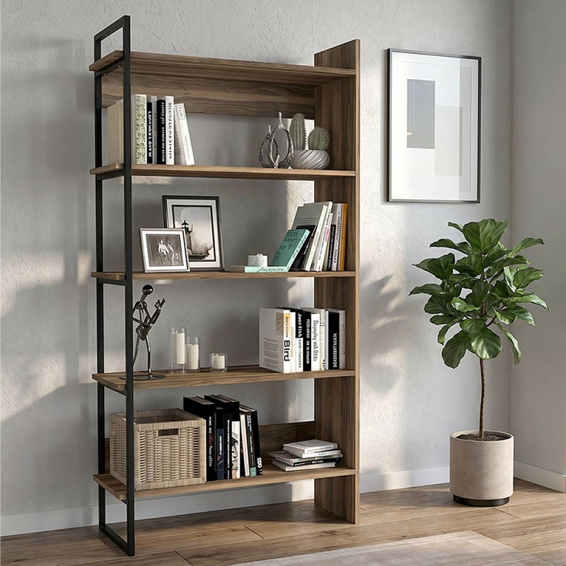 Cecilia Megapap melamine bookcase in walnut color 91,8x34,8x180cm.