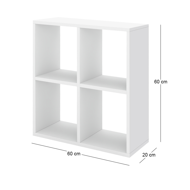 Cube Megapap melamine bookcase in white color 60x20x60cm.