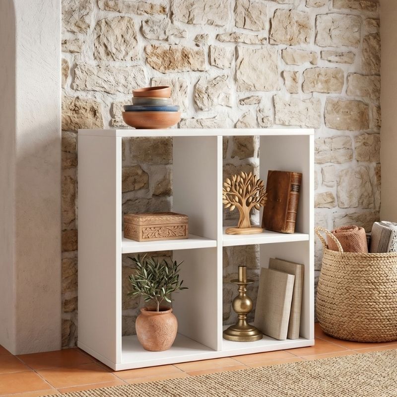 Cube Megapap melamine bookcase in white color 60x30x60cm.