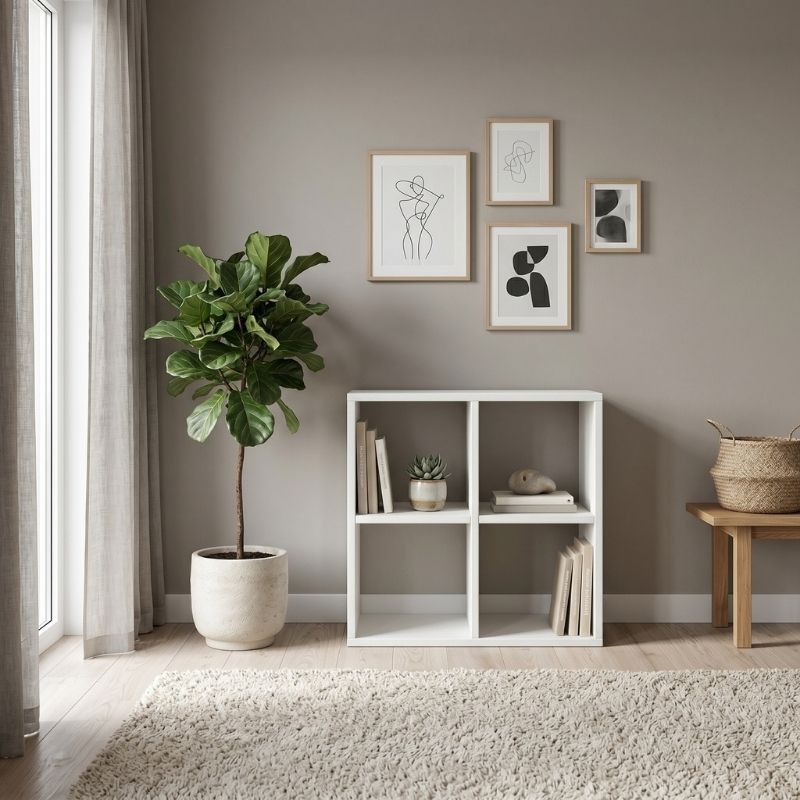 Cube Megapap melamine bookcase in white color 60x30x60cm.