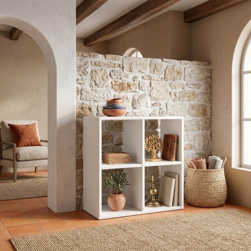 Cube Megapap melamine bookcase in white color 60x30x60cm.
