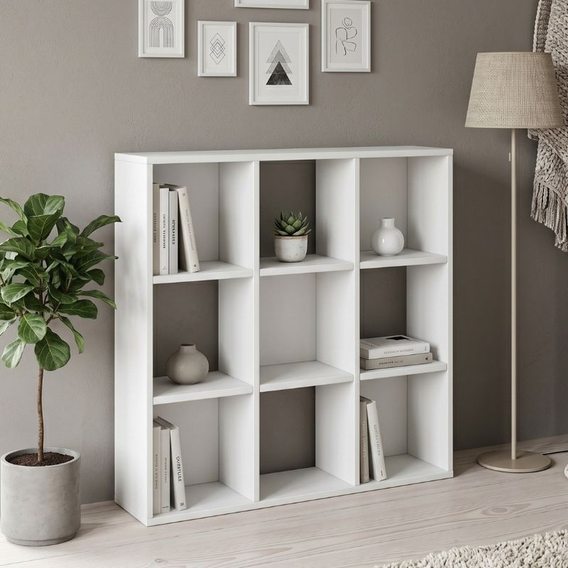 Cube Megapap melamine bookcase in white color 90x30x90cm.