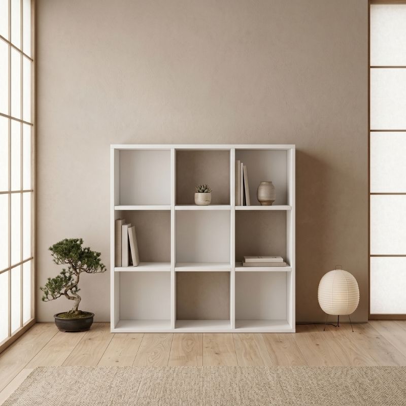 Cube Megapap melamine bookcase in white color 90x30x90cm.