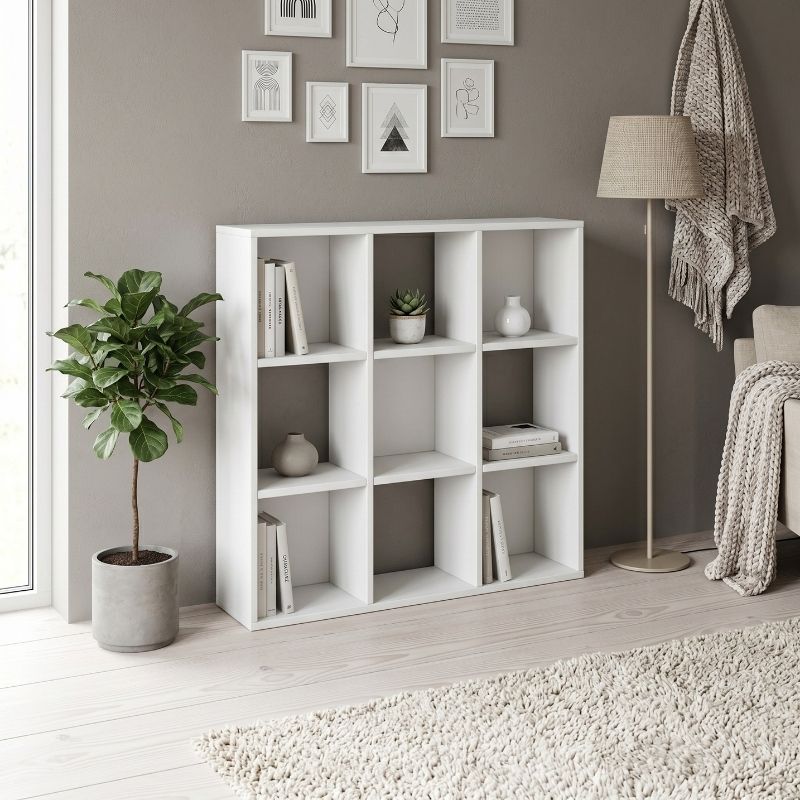 Cube Megapap melamine bookcase in white color 90x30x90cm.