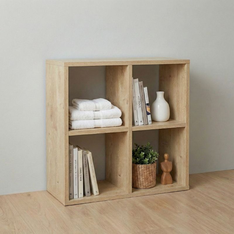 Cube Megapap melamine bookcase in sapphire oak color 60x20x60cm.