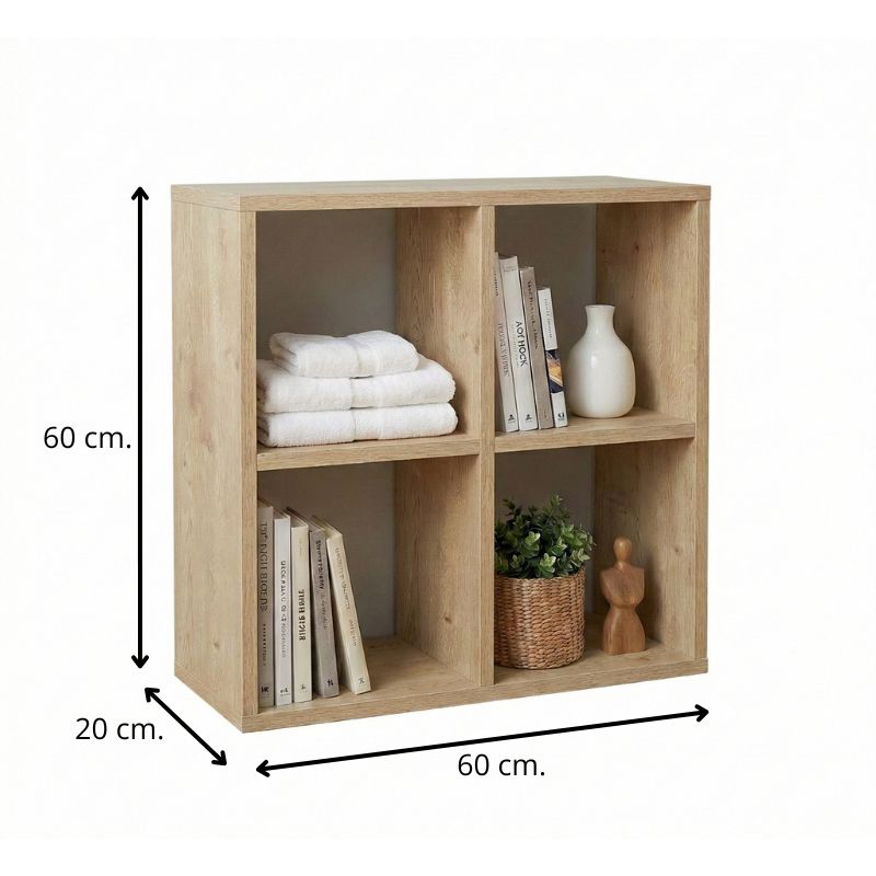 Cube Megapap melamine bookcase in sapphire oak color 60x20x60cm.