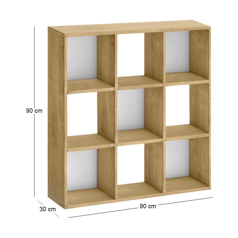 Cube Megapap melamine bookcase in sapphire oak color 90x30x90cm.