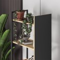 Detroit Megapap melamine bookcase in silky black - sapphire oak color 58x35.2x175cm.