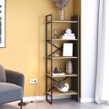 Detroit Megapap melamine bookcase in silky black - sapphire oak color 58x35.2x175cm.