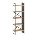 Detroit Megapap melamine bookcase in silky black - sapphire oak color 58x35.2x175cm.