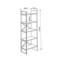 Detroit Megapap melamine bookcase in silky black - sapphire oak color 58x35.2x175cm.