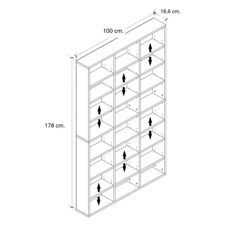 Diamond Megapap melamine bookcase in oak color 102x16x178cm.