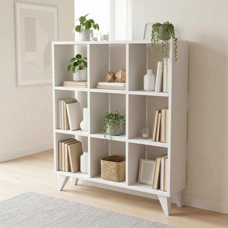 Dokia Megapap melamine bookcase in white color 88.4x19.8x100.3cm.