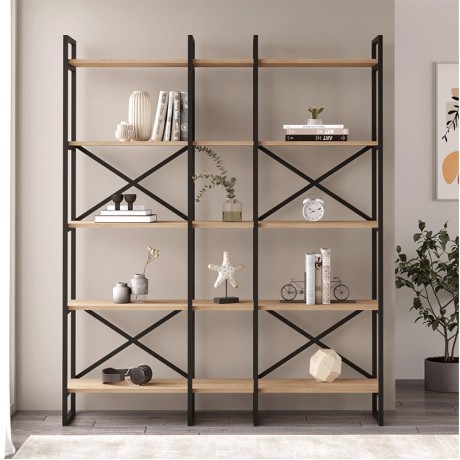 Βιβλιοθήκη Dusan Megapap χρώμα sepet oak 143,5x30x175εκ.