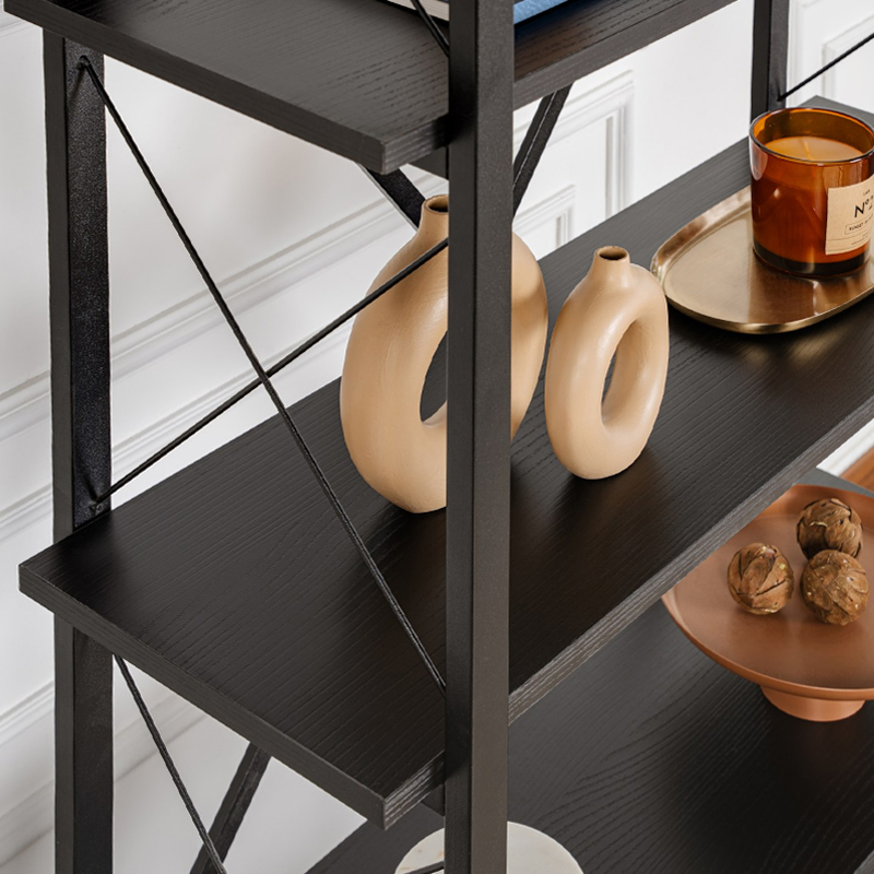 Elysian Megapap melamine - metal bookcase in black color 90x33.5x180cm.