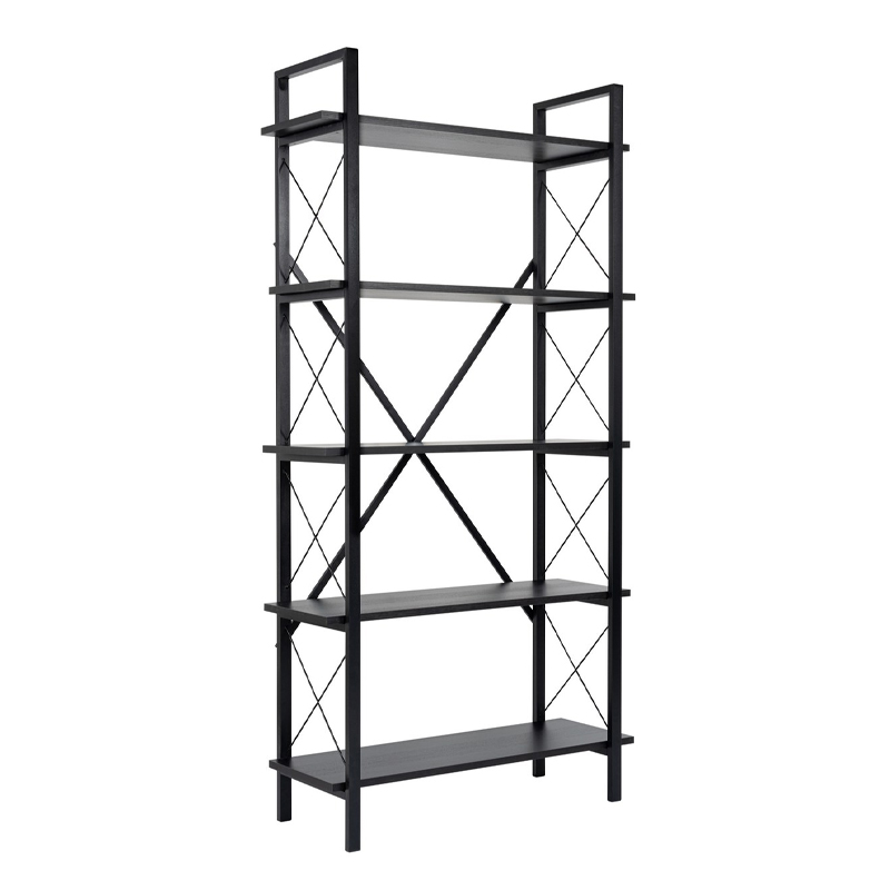 Elysian Megapap melamine - metal bookcase in black color 90x33.5x180cm.