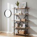 Ernesto Megapap metal - melamine bookcase in black - smoked walnut color 90x35.5x160cm.